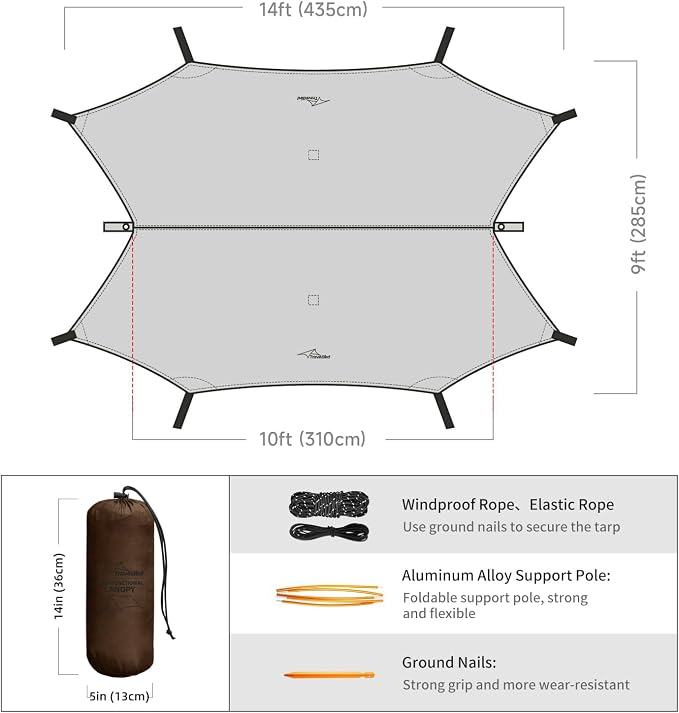 Camping Hammock with Mosquito Net and Tent Tarp, Lightweight Portable Hammocks for Outside, Hiking, and Travel
