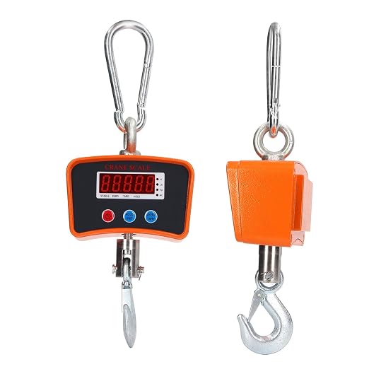 Electronic Hook Scale, 1000KG Heavy Duty Industrial Crane Scale Rechargeable Digital Hanging Scale with Backlit LCD Display Smart Weighing Crane Hook Scale for Farm, Construction, Warehouse(#2)