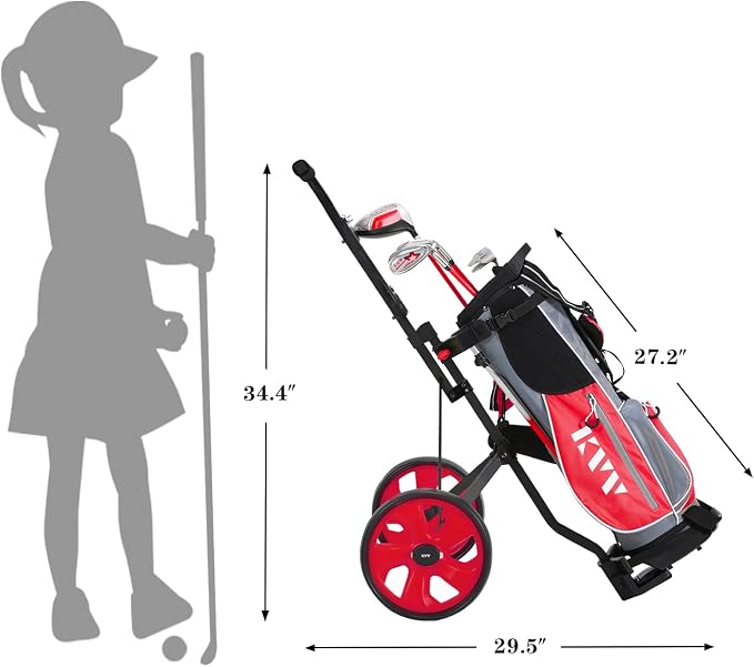 KVV 2-Wheel Junior Golf Cart for 3-10 Years Old Adjustable Upper Bracket