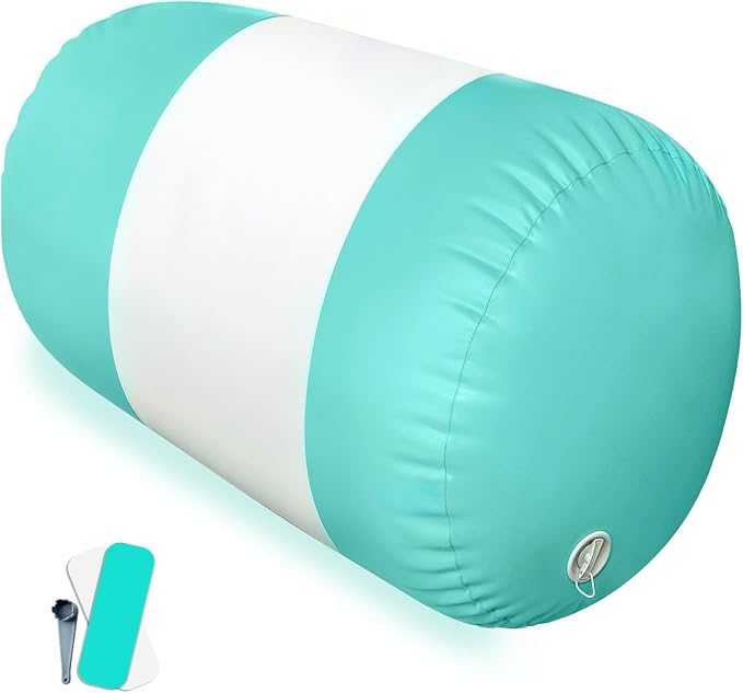 AWSUM Gymnastics Air Barrel, 47.3" x 31.5" Inflatable Tumbling Barrel Backhandspring Training Barrel Air Roller for Back-bend Handstand Cheerleading Yoga Home Gym(No Pump)