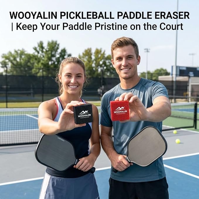 Pickleball Paddle Eraser – Paddle Cleaner for Carbon Fiber & Graphite Paddles, Removes Ball Residue & Dust, Restores Spin & Grip, Includes Clear Carry Case