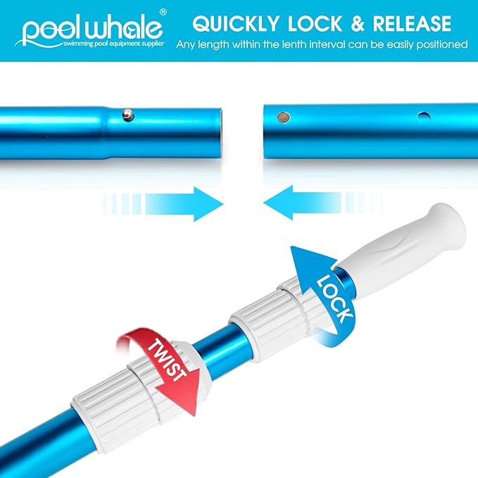 POOLWHALE Pool Skimmer Net with 15ft Telescopic Pool Pole