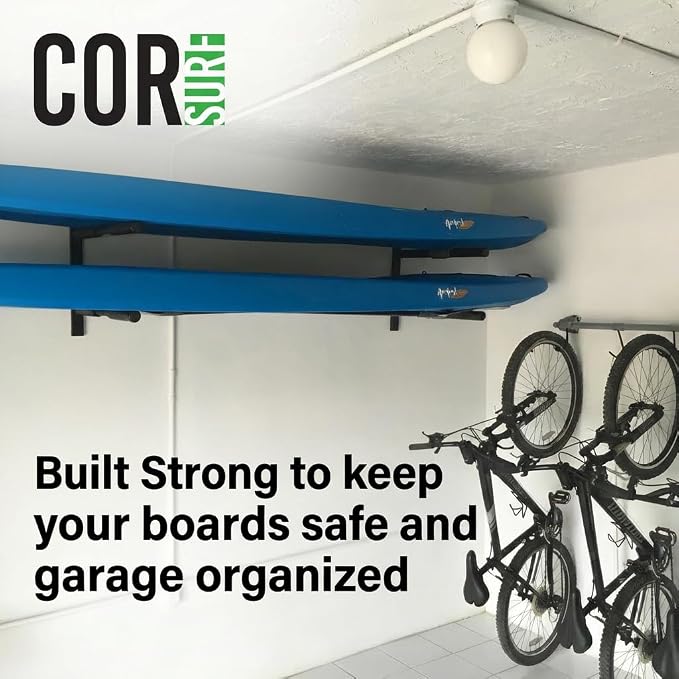COR Surf Double Board Surfboard Rack | High Performance SUP Wall Mount for Paddleboard or Surfboard SUP and Longboard Wall Shelf