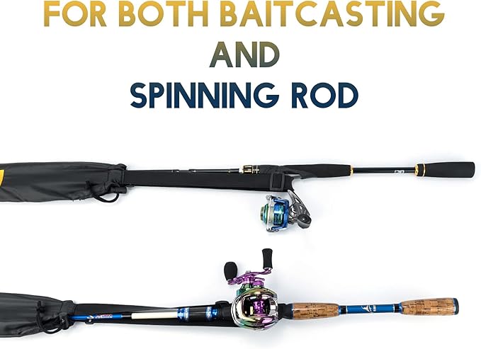 Dr.Fish Fishing Rod Socks Fishing Pole Sleeves Rod Protector Tangle-Free Lightweight Nylon Adjustable Rod Cover Protector for Spinning Rod Baitcasting Rod Surf Rod Fishing Rod Tube Case