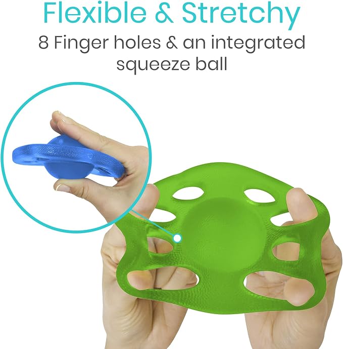 Vive Finger Exerciser Strengthener (3 Pack) - Hand Therapy Equipment for Grip Strength - Extensor Forearm Trainer Kit - Occupational Stretcher Balls for Fingers, Arthritis, Carpal Tunnel, Guitar