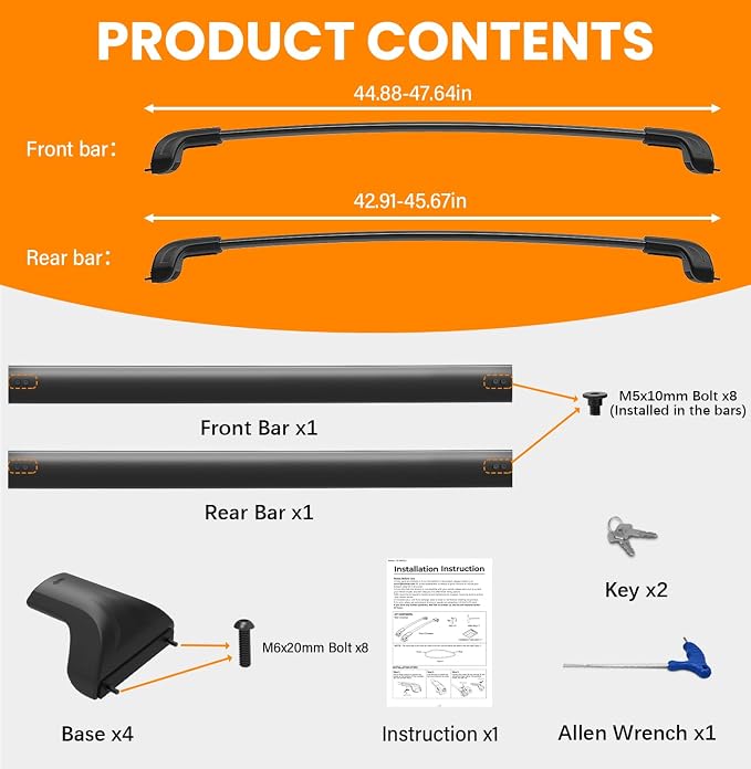 300lbs Roof Rack Cross Bars Compatible with Honda Pilot 2016-2022 with Flush Rails, Aluminum Crossbar with Lock for Rooftop Cargo Carrier Luggage Kayak Canoe Bike Snowboard