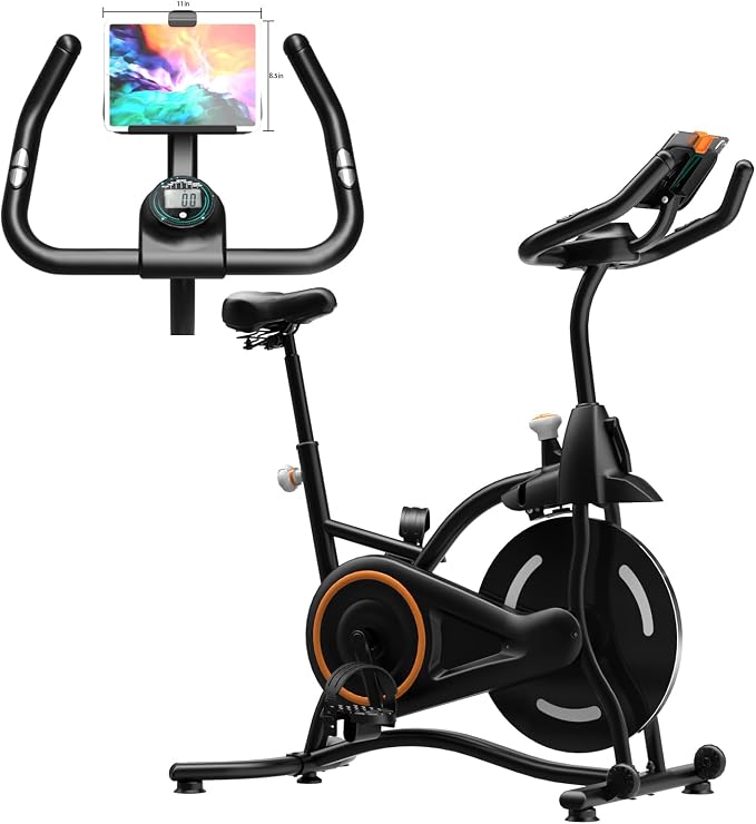Cyclerade Exercise Bike, Low Noise Indoor Stationary Cycling Bike with APP Sports Data Link Adjustable Resistance With Flat Stand