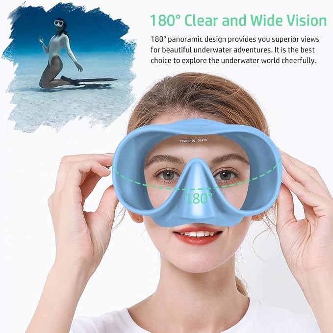 2 Sets Snorkeling Gear for Adults, Snorkel Set Adult Panoramic View, Anti-Leak Anti-Fog Scuba Diving Mask with Mesh Bag, for Portable Professional Diving Snorkeling Set