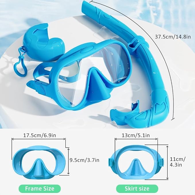 2 Sets Snorkeling Gear for Adults, Snorkel Set Adult Panoramic View, Anti-Leak Anti-Fog Scuba Diving Mask with Mesh Bag, for Portable Professional Diving Snorkeling Set