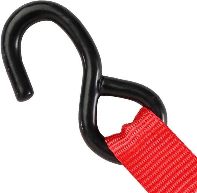 CRAFTSMAN CMXAZBS15004 Black/Red 1" x 12' Ratchet Tie Down Straps - Light/Mid-Weight Duty (1500 lb Break Strength), 4 Pack