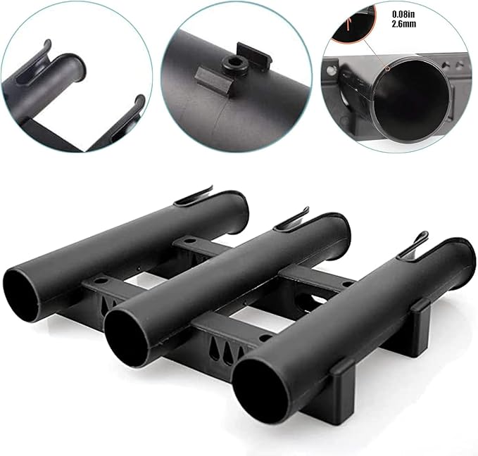 BigTron Fishing Rod Holder Bracket, Tube 3 Rod Rack, Fishing Rod for Boat Kayak Garage Storage or Truck with Screws Side-Mount