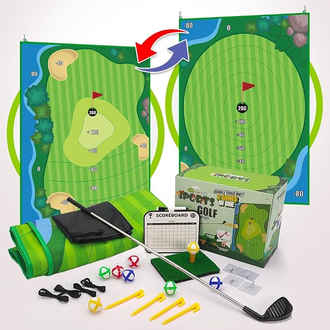 MHM's Ultimate Indoor Golf Chipping Game Mat - Premium Practice Mat - Ideal Golf Simulator for Home Use