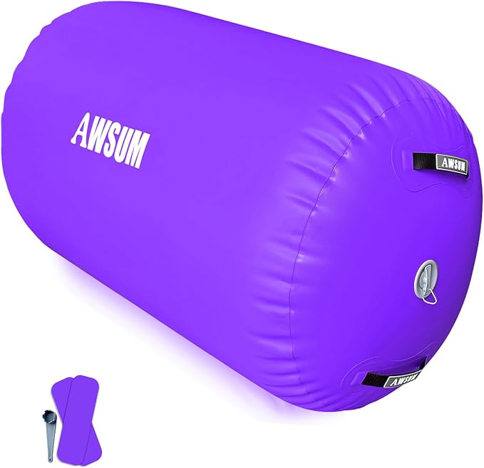AWSUM Gymnastics Barrel Tumbling Equipment Air Roller Training Inflatable Back Handspring Trainer for Octagon Tumble Mat Gym Cheerleading Home Use 1 PCS，No Electric Pump