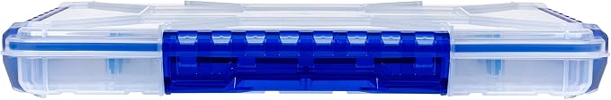 Flambeau Outdoors Fully Divided Slim Waterproof Ultimate Tuff Tainer | 28 Compartments, Removable Zerust Anti-Corrosion Dividers, Tackle Storage Customization, 14" x 8.9" x 1.7"
