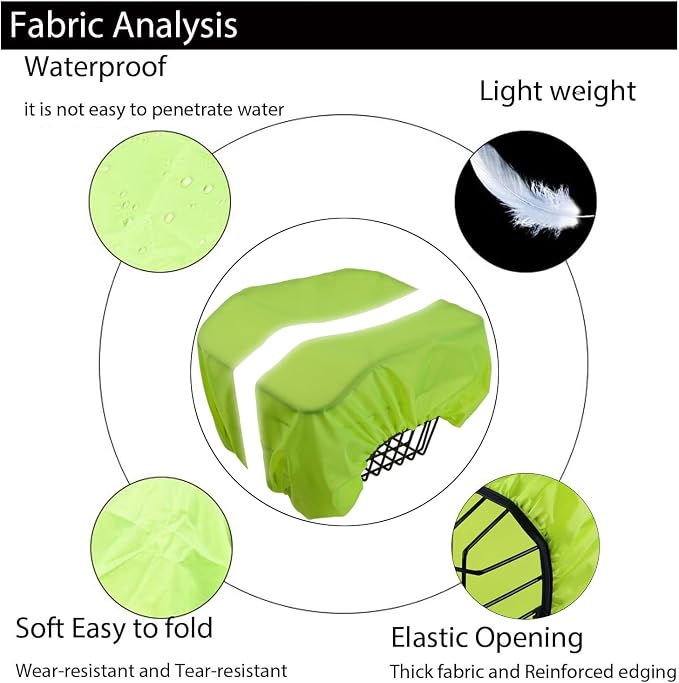 Bike Basket Cover Reflective Regenschutz Fahrradkorb Hinten 35L Green