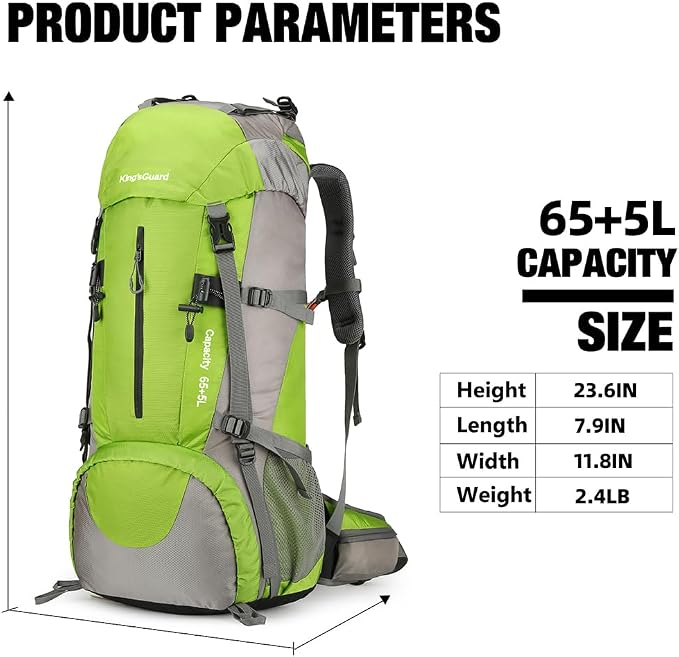 70L Camping Hiking Backpack with Rain Cover Waterproof Backpacking Backpack for Hiking Treeking Climbing Outdoor