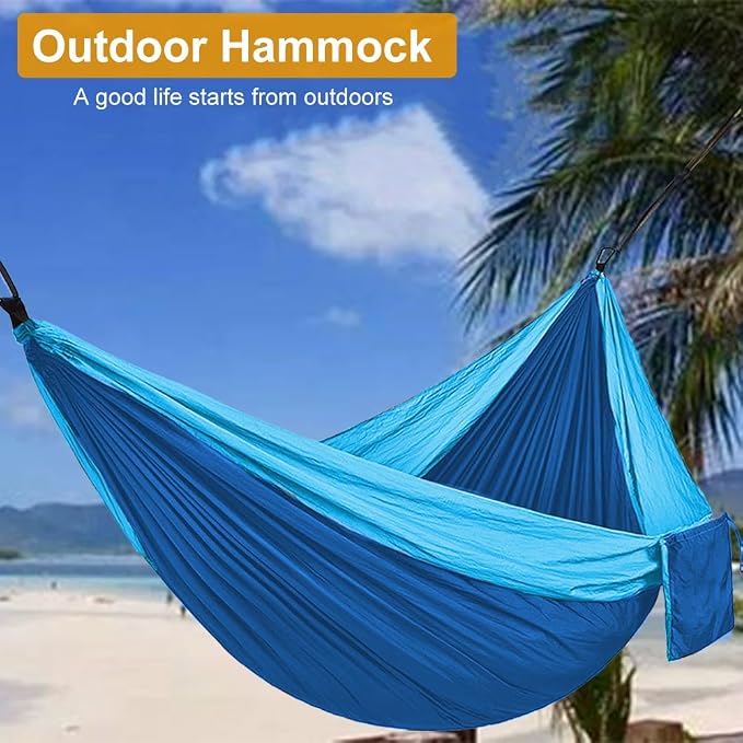 Camping Hammock with Heavy Duty Tree Straps, 660lbs Portable Hammock Tent for Outside, Outdoor Camper Hiker Essentials for Hiking Backpacking Backyard Beach(Glue)