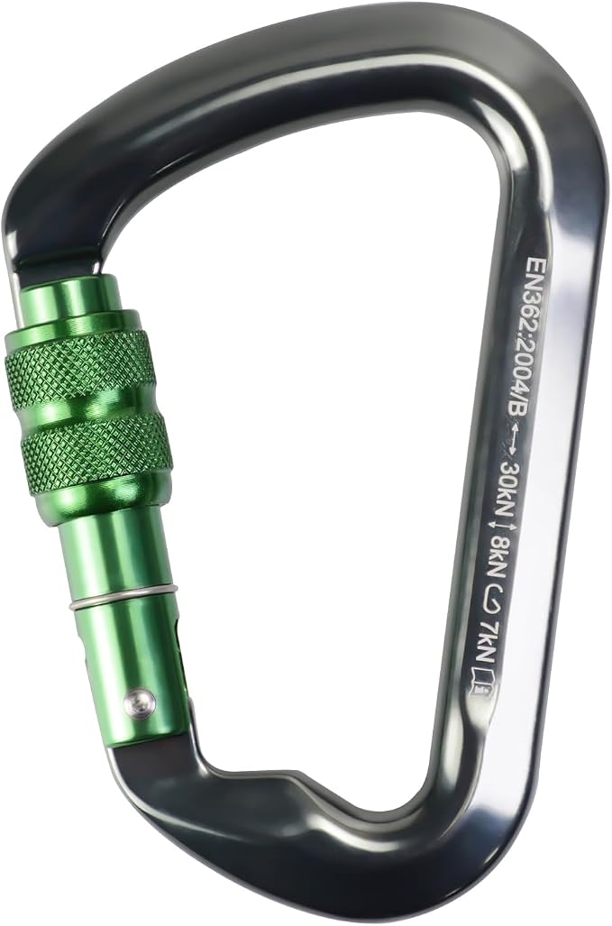 SEPEAK UIAA 30kN Locking Climbing Carabiner, Professional Heavy Duty Screwgate Clip for Outdoor Climbing, Mountaineering, Rappelling, Camping, Hiking, Swing,Large D Carabiner Hook/6744lb