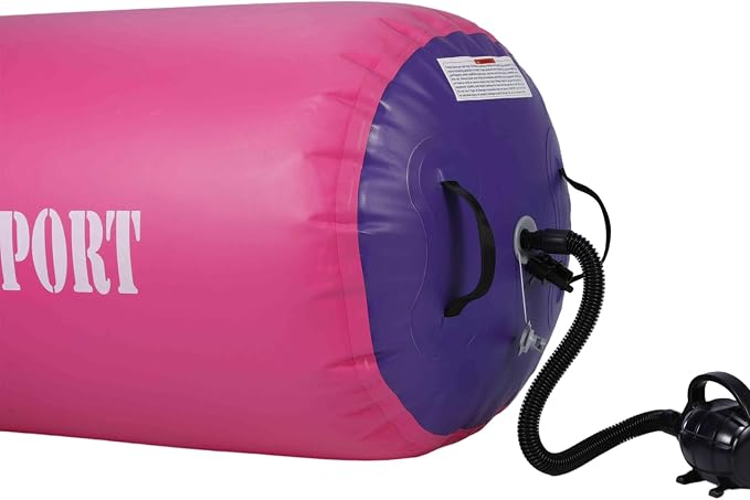 Air Barrel - Air Roller Gymnastics Barrel for Back Handspring Trainer, Air Tumble Mat with Pump for Gym Training/Yoga Balance Exercise/Cheerleading/Home and Outdoor Use