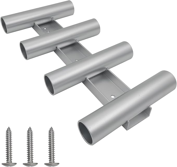 ISURE MARINE Aluminum Fishing Boat Rod Holder, 4 Link Tube Aluminum Rod Rack, Wall-Mounted Fishing Rod Holders,Tubes Linked Fishing Rod Rack for Garage Boats & Yacht
