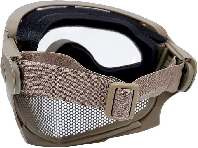 ATAIRSOFT 2 Modes Airsoft Mask Full Face Tactical Safety Protective Mask Anti-Fog Goggles Set with 3 Interchangable Lens