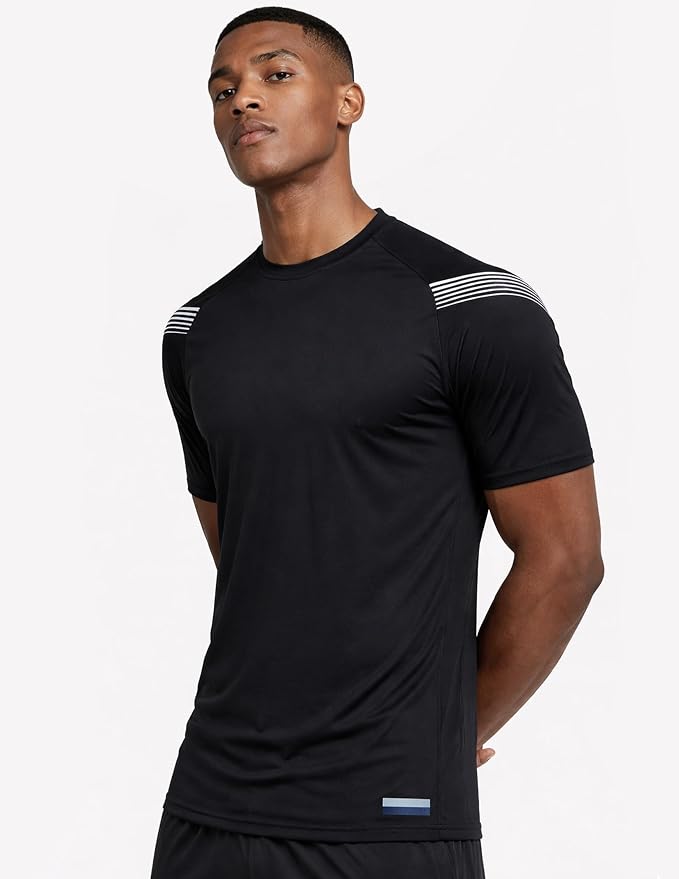 5 Pack Men’s Active Quick Dry Crew Neck T Shirts | Athletic Running Gym Workout Short Sleeve Tee Tops Bulk