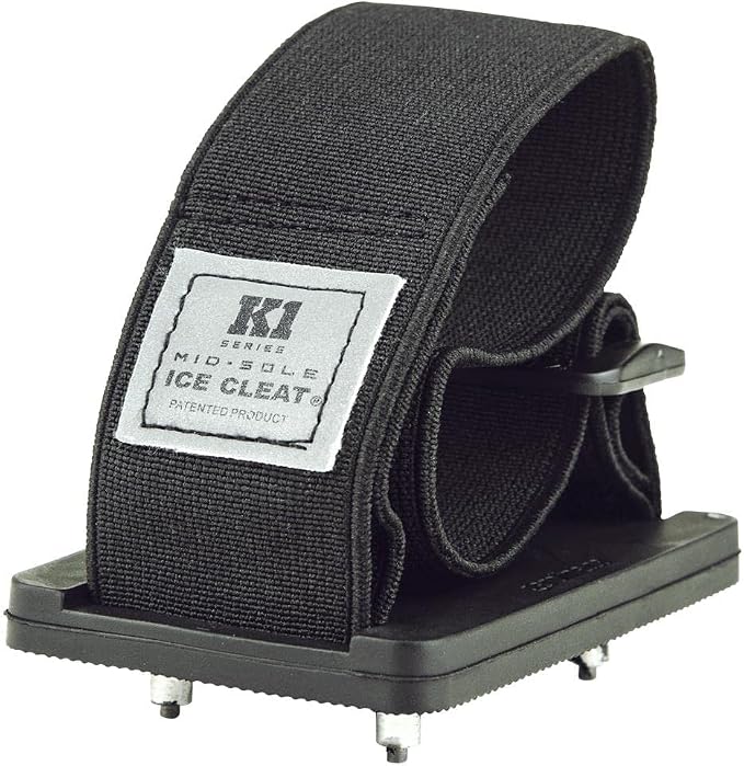 K1 Mid-Sole Ice Cleats for Men & Women - Rotatable Traction Aids For Winter Snow - High Profile - Black