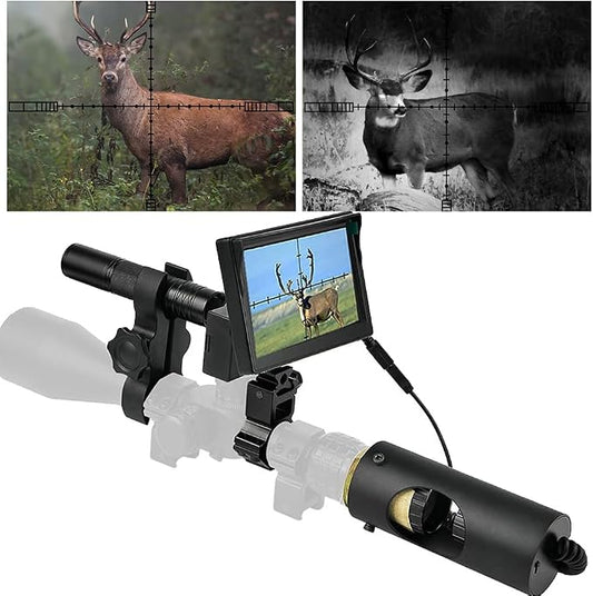 DIY Night Vision Scope with 5" Display and 850nm IR | Quick Installation Barrel, 5W Infrared Illuminator, 218 Yards/200m Night View, Fits 38-44mm Eyepiece Rifle Scope