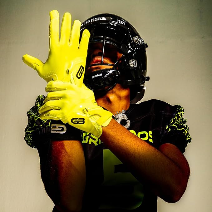 Grip Boost Football Gloves - Solid Stealth 6.0 Boost Plus Sticky Technology - Adult and Youth Football Gloves for Wide Receiver - Men's and Boys Sizes
