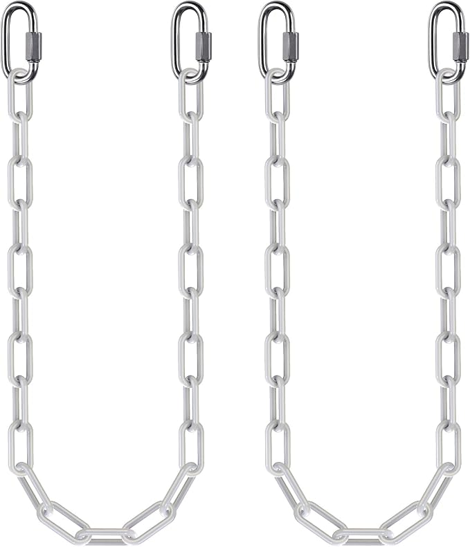 2Pcs 40" Heavy Duty Hanging Chain with Carabiners Swing Chain Extension with Hooks Hammock Chains Extender 1000 LBs Capacity White Coated Chains for Hanging Chair, Hammock Stand, Egg Chairs