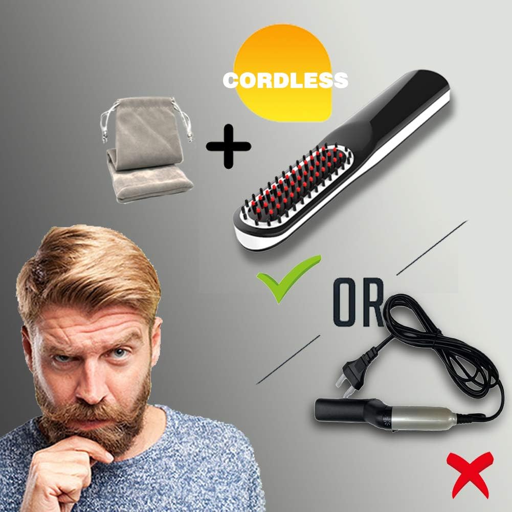 Beard Straightener, Beard Straightening Comb with Cordless/Mini Sized/Auto Shut Off for Traveling, Home, Dating, Great Gift for Dad, Father&#39;s Day Gift