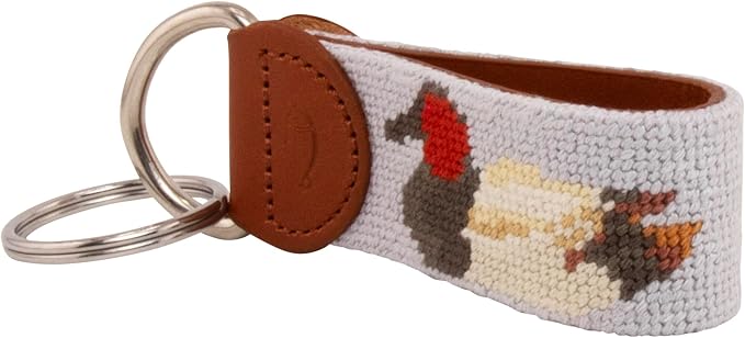 Leather Hand-Stitched Needlepoint Key Fob or Key Chain