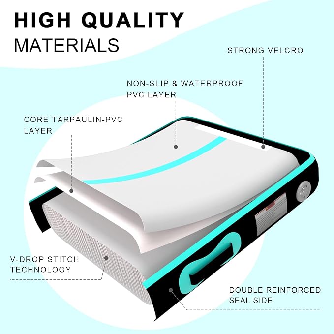 Inflatable Air Gymnastics Mat Tumble Track, 6.6/10/13/16/20ft Tumbling Mat Air Tumbling Track, Air Training Mat with Air Pump for Home/Water Fun/Gym/Yoga/Training/Cheerleading