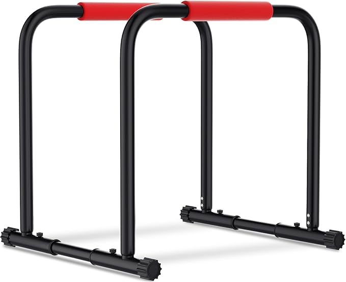 Dip Bar Station, 1100LBS Heavy-Duty Adjustable Height & Width Parallel Bars with Dual Inner Connectors ltra-Stable Settings & Non-Slip Feet for Home Gyms, Upper Body & Core Training