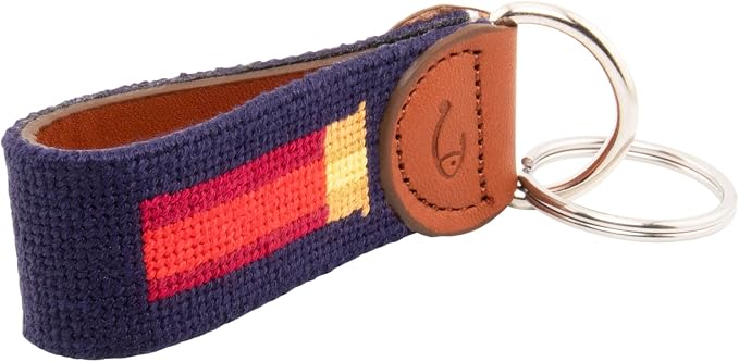 Leather Hand-Stitched Needlepoint Key Fob or Key Chain