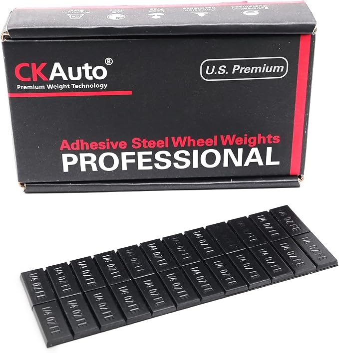 CKAuto 1/4oz Trapezium Adhesive Stick on Wheel Weights,EasyPeel Tape, 72oz/Box, US Quality(288pcs) Black