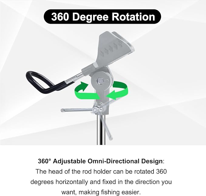 Fishing Rod Holders, 360 Degree Adjustable Fishing Pole Holders for Ground, Multifunctional Stainless Steel Beach Fishing Rod Holder Fishing Gifts for Men