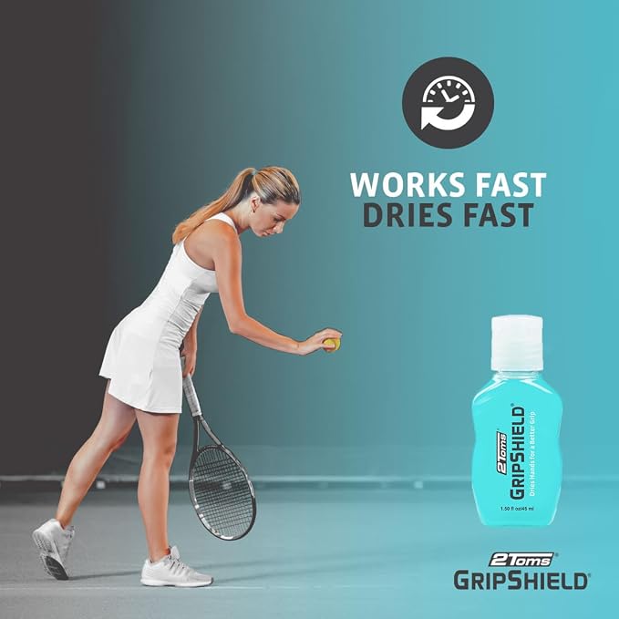 2Toms GripShield, Non-Sticky Grip Enhancer, Dry Grip Solution for Sweaty Hands, Tennis, Pickleball, Golf, Pole Dancing, and Gaming