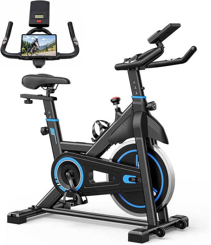 Exercise Bike with APP, Stationary Bike for Home, Workout Bike for Adults & Seniors, Indoor Cycling Bike with Adjustable Resistance, Low Noise, Easy Assembly, 265LB Weight Capacity