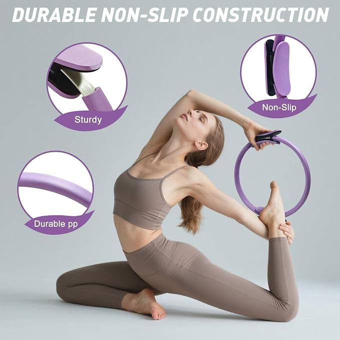 evory Pilates Kit, Home Pilates Workout Kit for Women, Pilates Equipment with 14" Pilates Ring and Ball, Resistance Bands, Sliders & Grip Socks Accessories for Starter Home Workouts