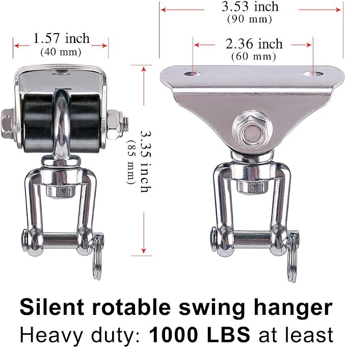 SELEWARE Anti-Squeaking Swing Hanger Stainless Steel Swing Set Hook Ceiling Mount Bracket for Hammock Chair Toddler Swing Yoga Swing Punching Bag