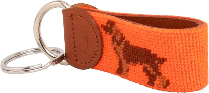 Leather Hand-Stitched Needlepoint Key Fob or Key Chain