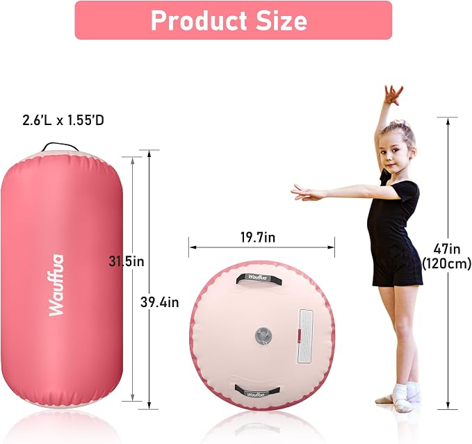 Gymnastic Air Barrel, Inflatable Tumble Track, Tumbling Mat, Roller Octagon Trainer for Back Handspring and Back-bend for Home, Gym, No Pump