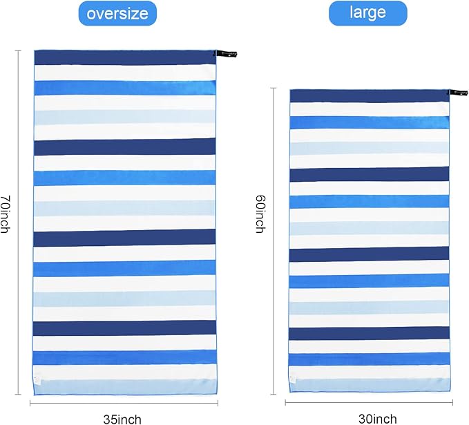 Exclusivo Mezcla 2 Pack Microfiber Quick Dry Beach Towels, Large Lightweight Sandfree Pool Towels for Swimming Camping Travel with Bag (Blue and Red, 30x60 Inches)