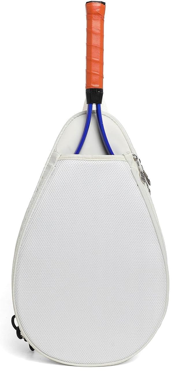 Tennis Racket Bag Waterproof Zipper Paddle Holder Crossbody Shoulder Bag for 1-2 Rackets, Lightweight Versatile Organizer