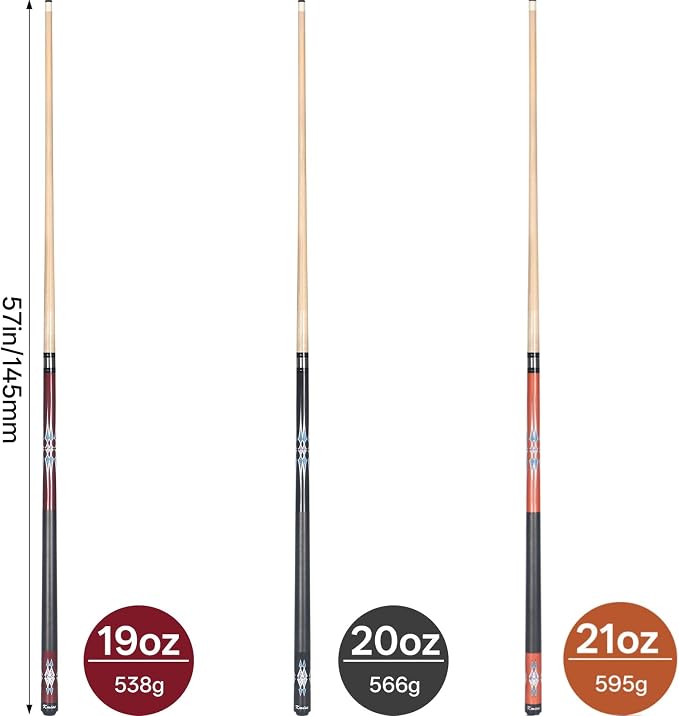 Kmise Pool Stick Set of - 58" Pool Cue Stick, Canadian Maple Professional Billiards Pool Cue, Pool Sticks for Adults, 18~21oz Multiple Colors