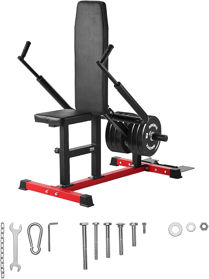 VEVOR Seated Dip Machine, Tricep Bicep Press Down Machine with Cable Bar, Adjustable Seat, and Backrest, Exercise Equipment for Chest Training, Upper Body Push Fitness Workout, Hold up to 450LBS
