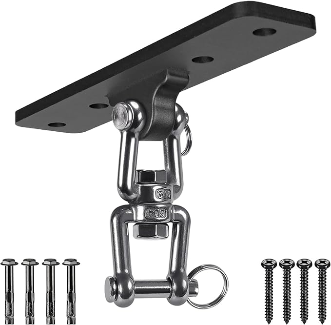 Dolibest Heavy Duty Swing Hanger, Ceiling Mount Swivel Hook, 360° Rotation Wood Beam Holder Body Weight Strength Training Systems, Aerial Yoga Swing & Hammock, Resistance Band for Wooden Sets