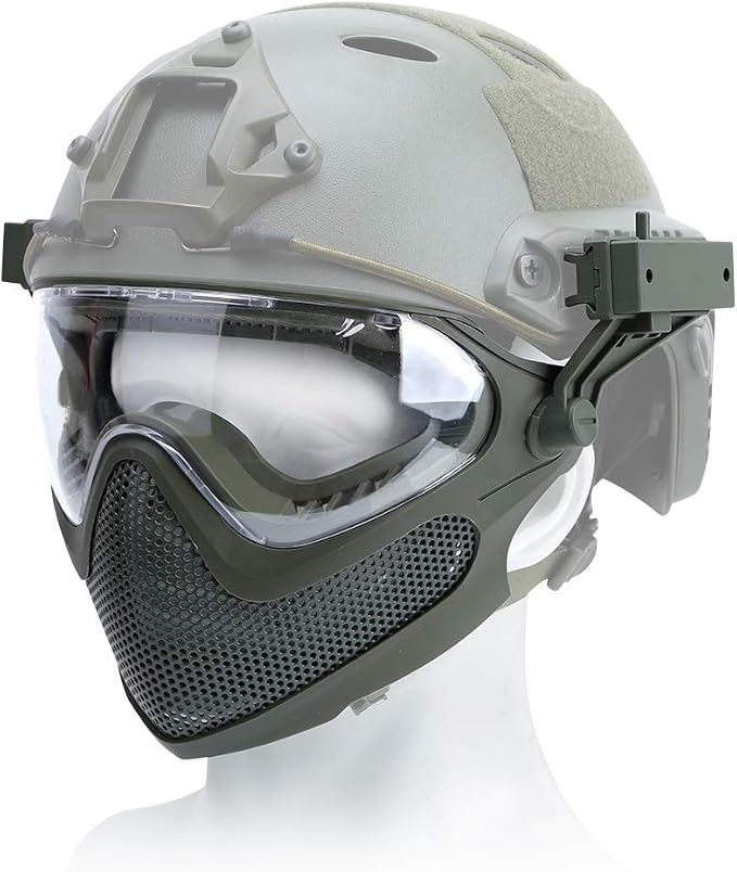 ATAIRSOFT 2 Modes Airsoft Mask Full Face Tactical Safety Protective Mask Anti-Fog Goggles Set with 3 Interchangable Lens