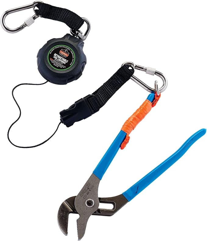 Ergodyne - 19300 Squids 3000 Retractable Lanyard with Carabiner Mount and Attachment End, Tool Weight Capacity 1 lbs,Black